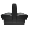A black leather chair with two arms and one arm.
