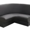 A black couch with a white background