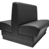 A black leather booth seat with two backs.