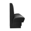 A black chair with no back and no arms.